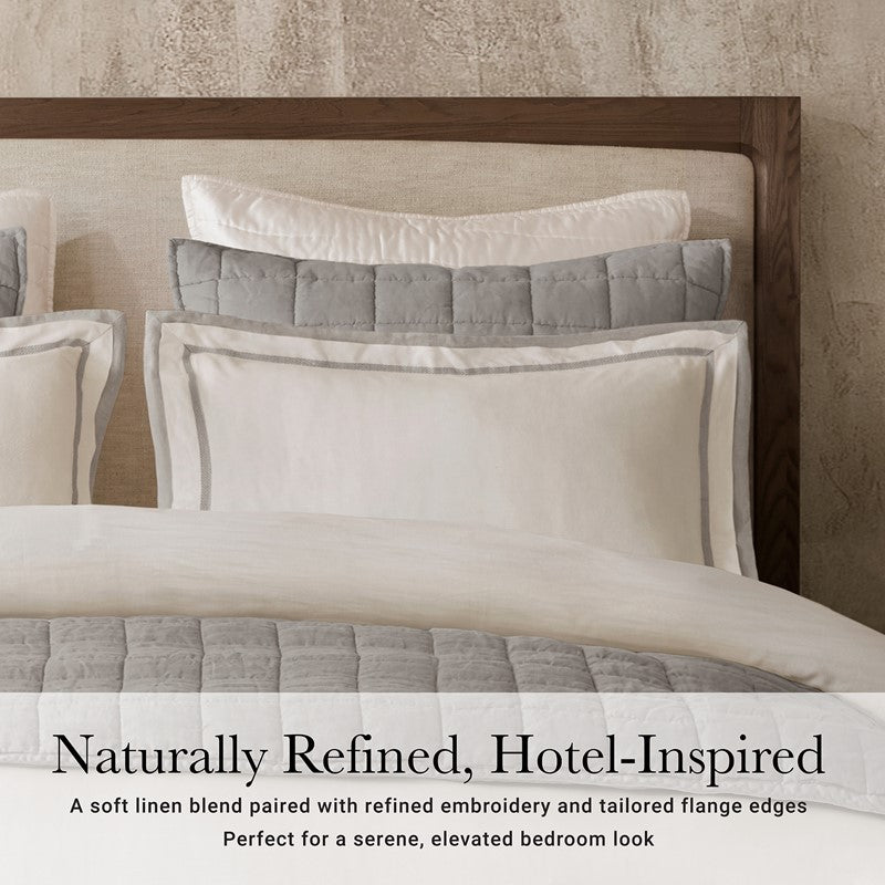 Linen Blend Double Flange Duvet Cover Set by Harbor House