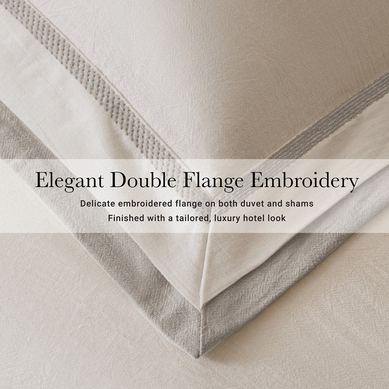 Linen Blend Double Flange Duvet Cover Set by Harbor House