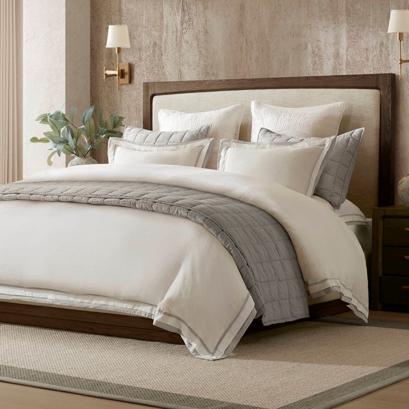 Linen Blend Double Flange Duvet Cover Set by Harbor House