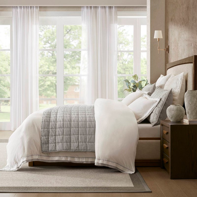 Linen Blend Double Flange Duvet Cover Set by Harbor House