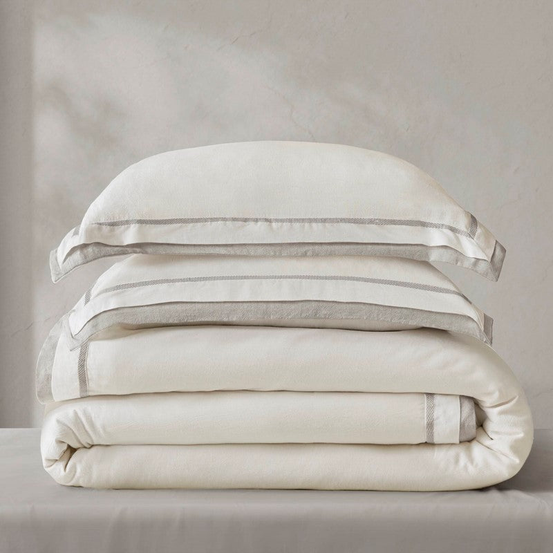 Linen Blend Double Flange Duvet Cover Set by Harbor House
