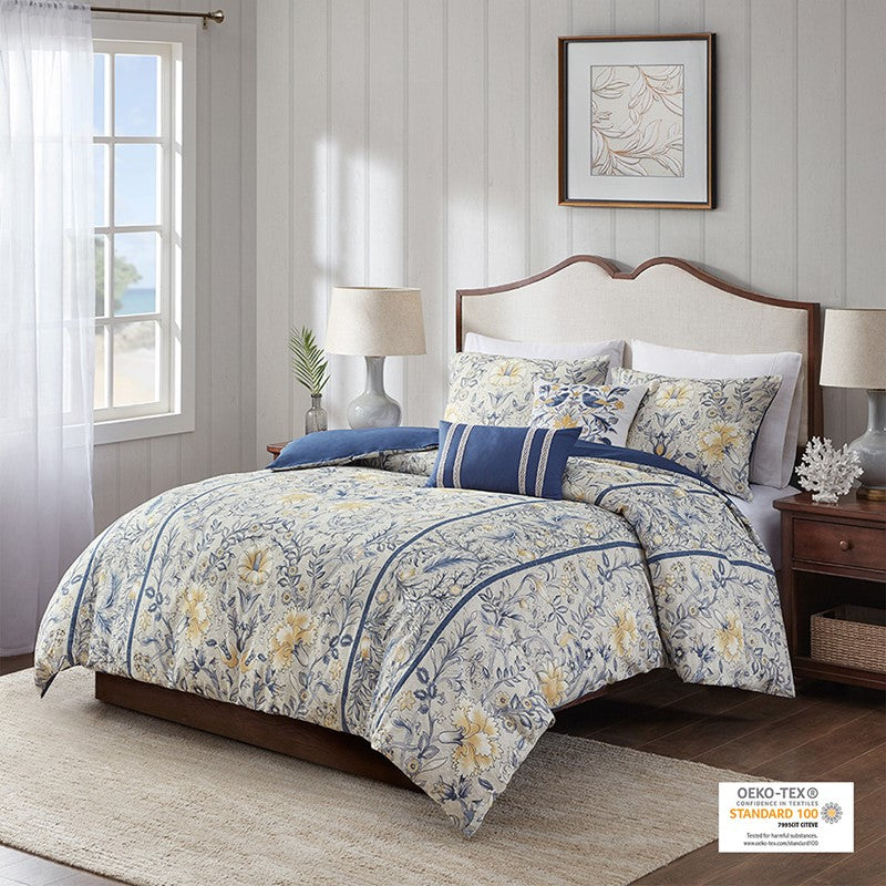 Livia 5 Piece Cotton Duvet Cover Set by Harbor House Blue