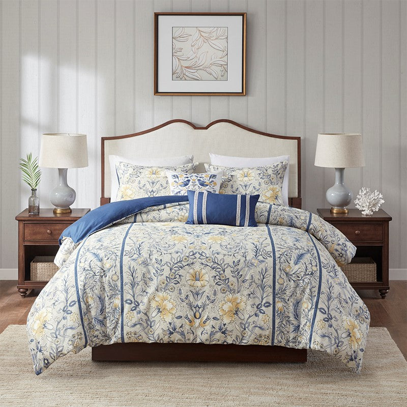 Livia 5 Piece Cotton Duvet Cover Set by Harbor House Blue