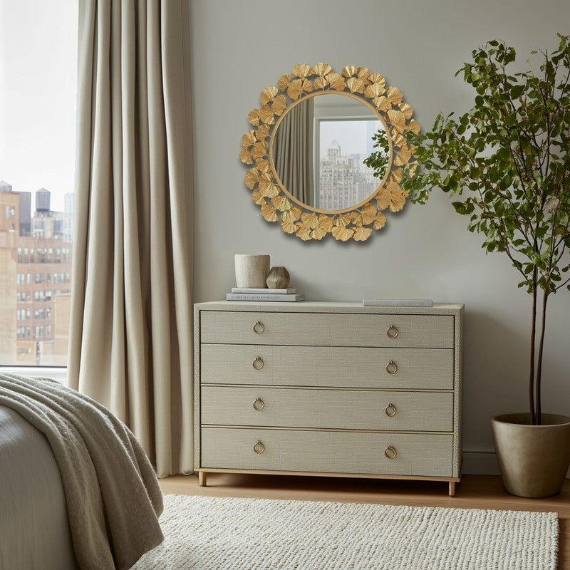 Eden Gingko Leaf Round Wall Mirror by Martha Stewart