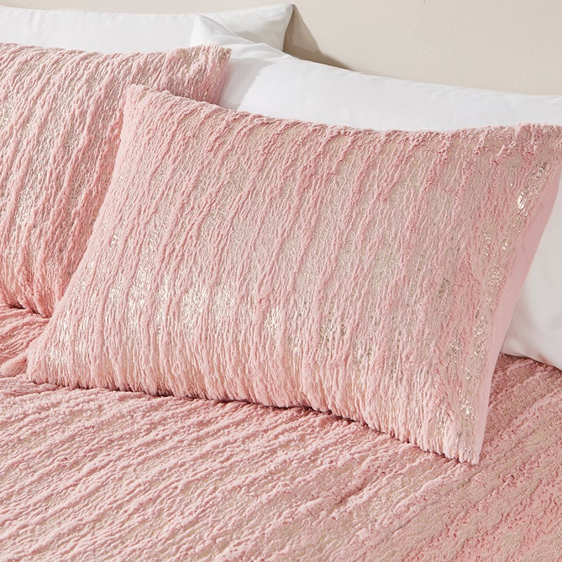Naomi Metallic Print Faux Fur Comforter Set by Madison Park