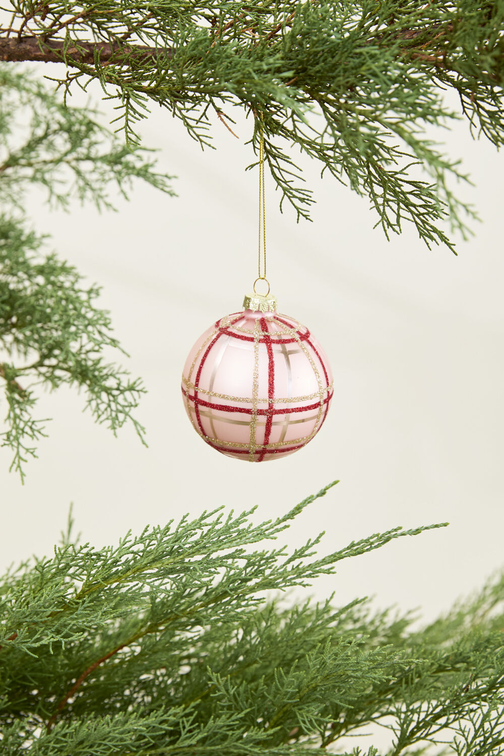 Glitter Plaid Ornament (Set of 6)