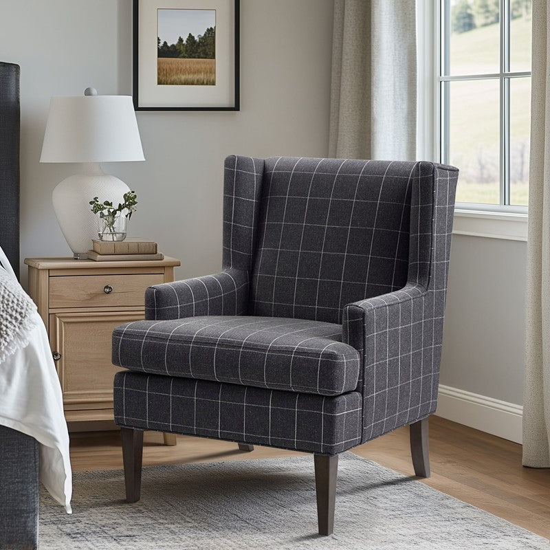 Decker Plaid Wingback Armchair by Martha Stewart