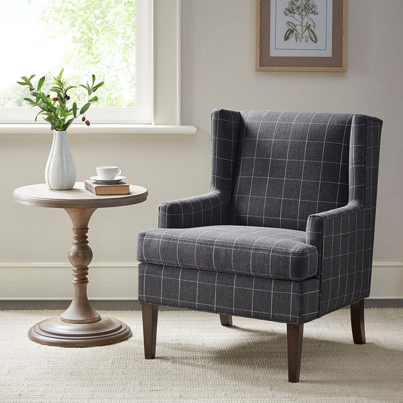Decker Plaid Wingback Armchair by Martha Stewart