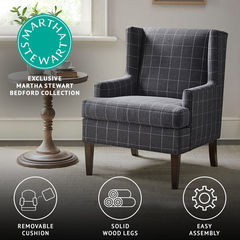Decker Plaid Wingback Armchair by Martha Stewart