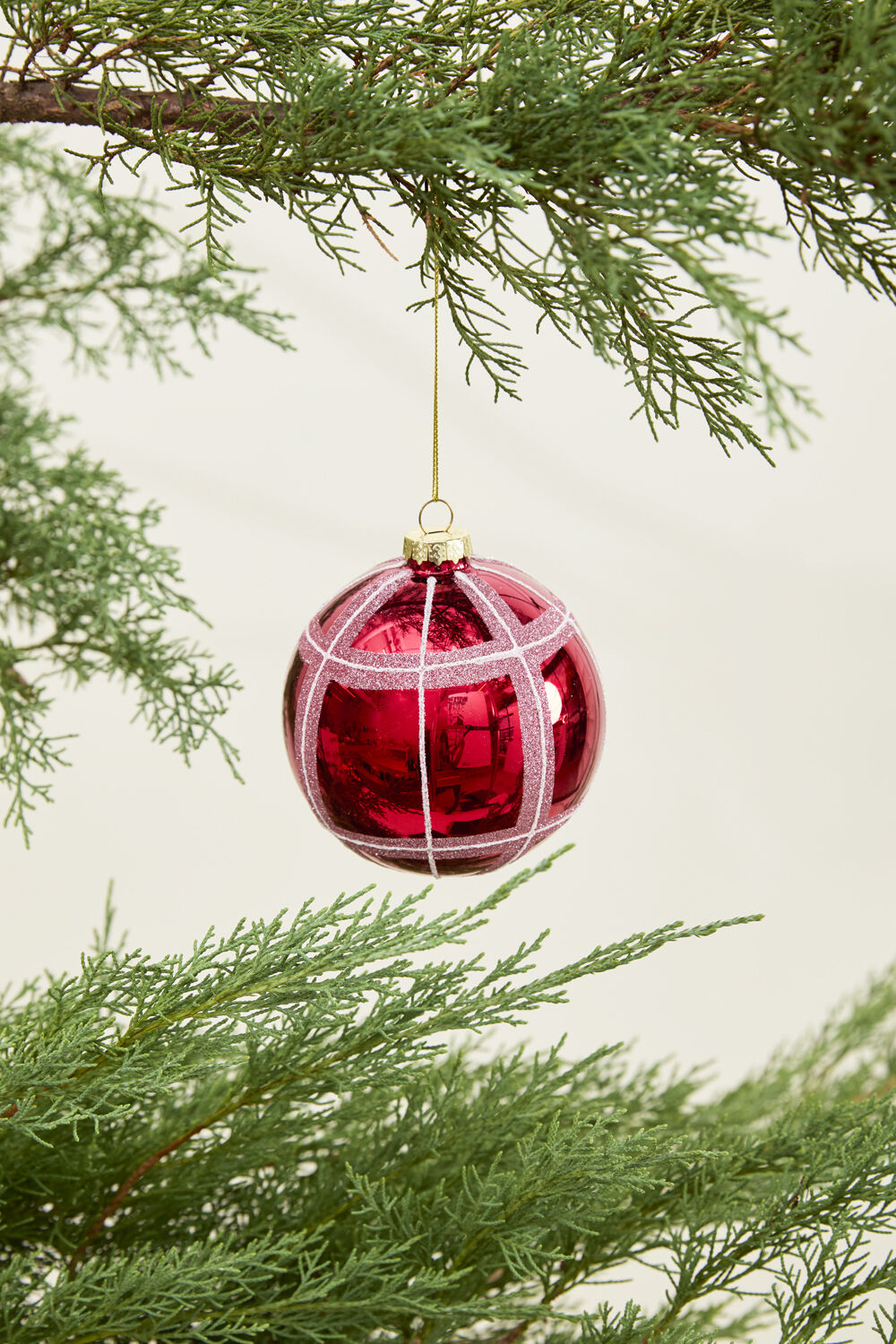 Glitter Plaid Ornament (Set of 6)