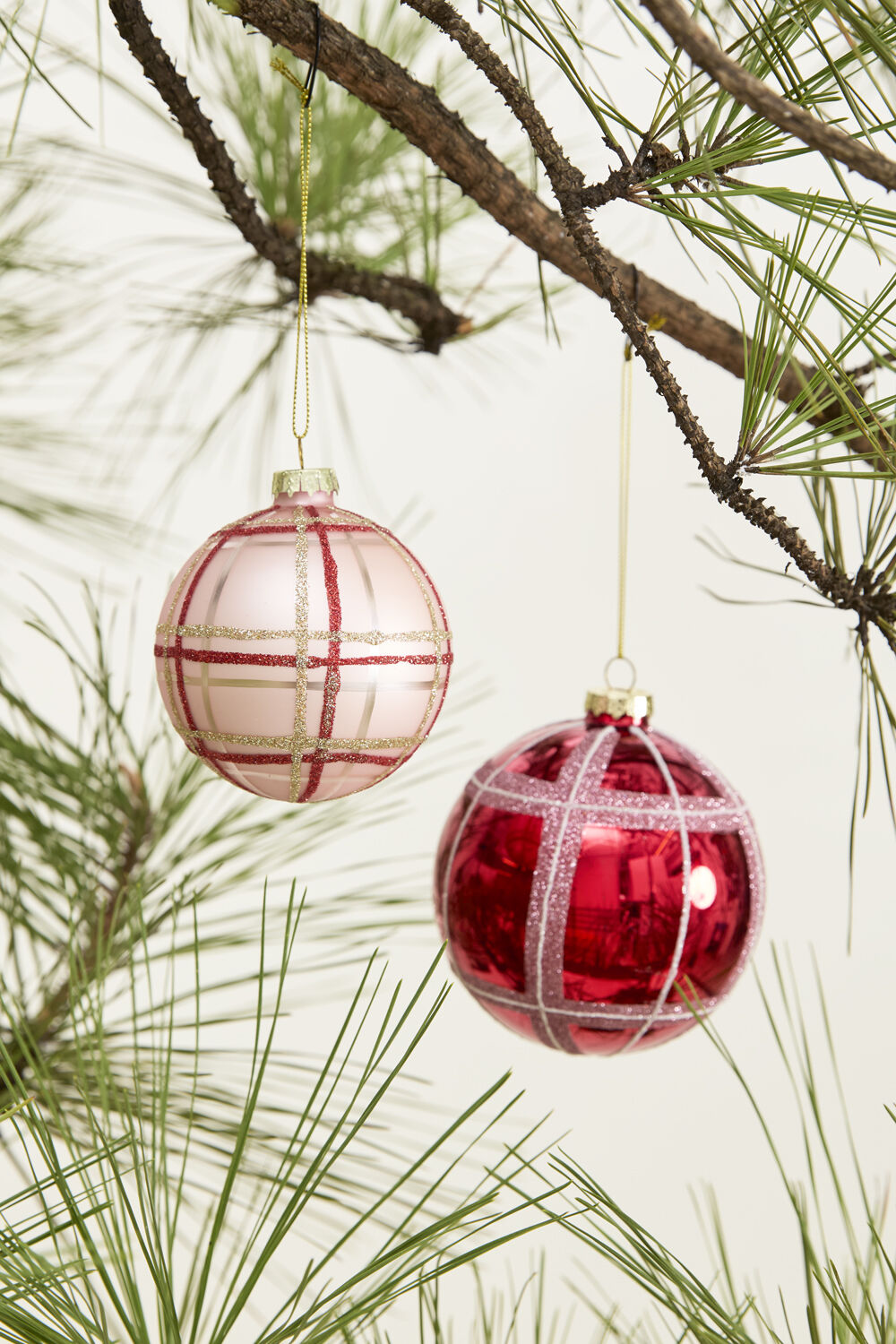 Glitter Plaid Ornament (Set of 6)