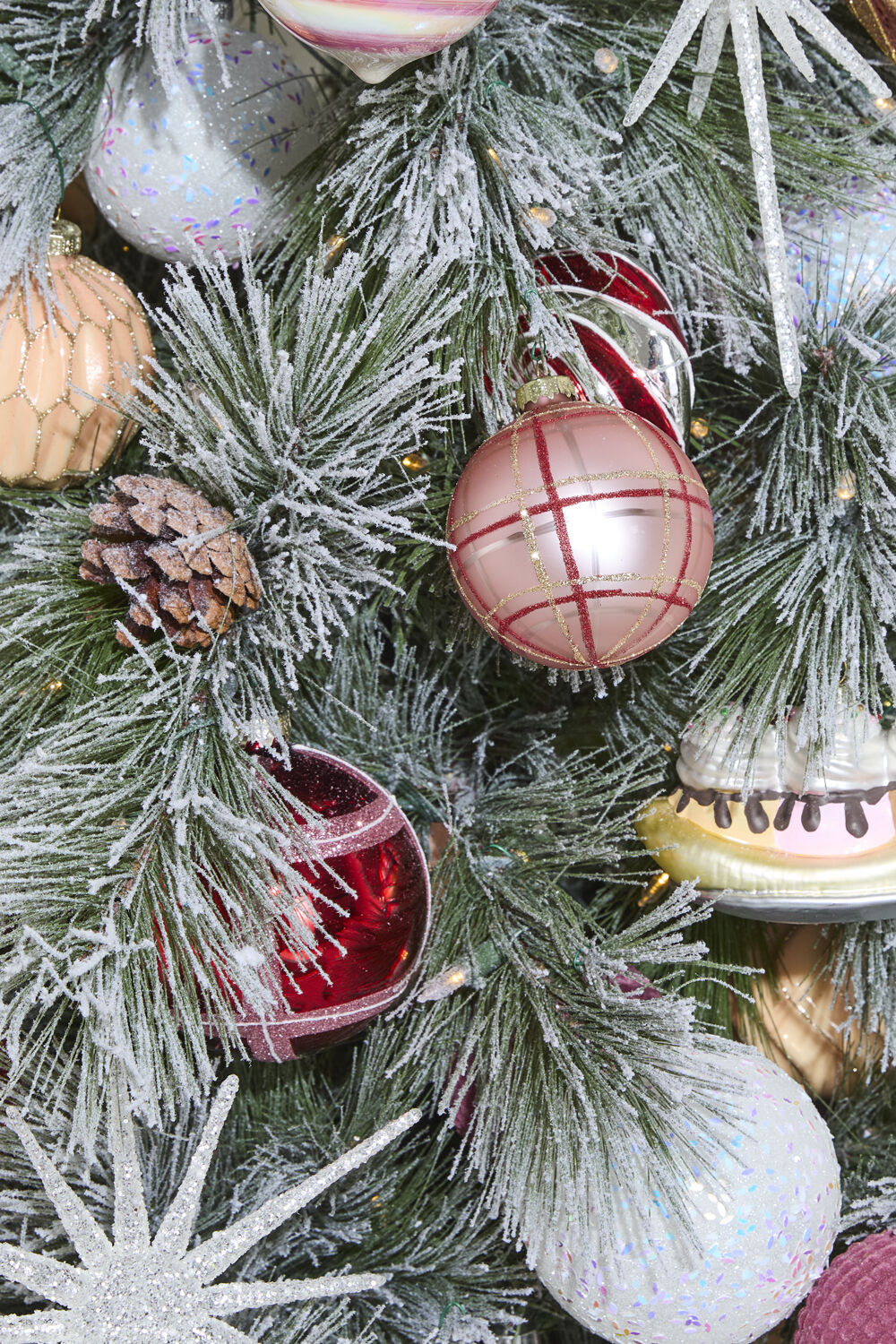 Glitter Plaid Ornament (Set of 6)