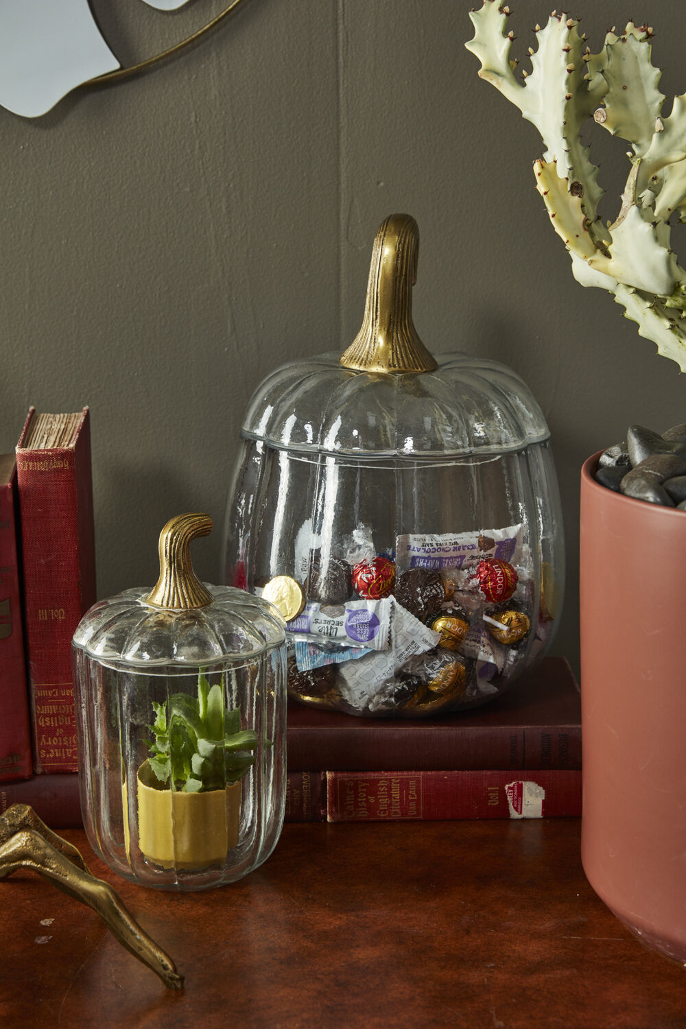 Translucent Glass Pumpkin Canister