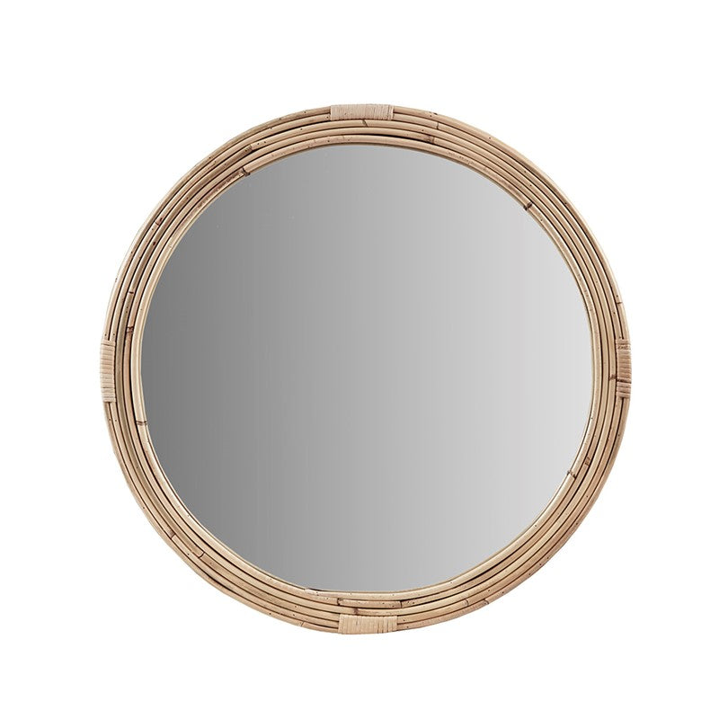 Luna Natural Rattan Round Wall Mirror by Martha Stewart