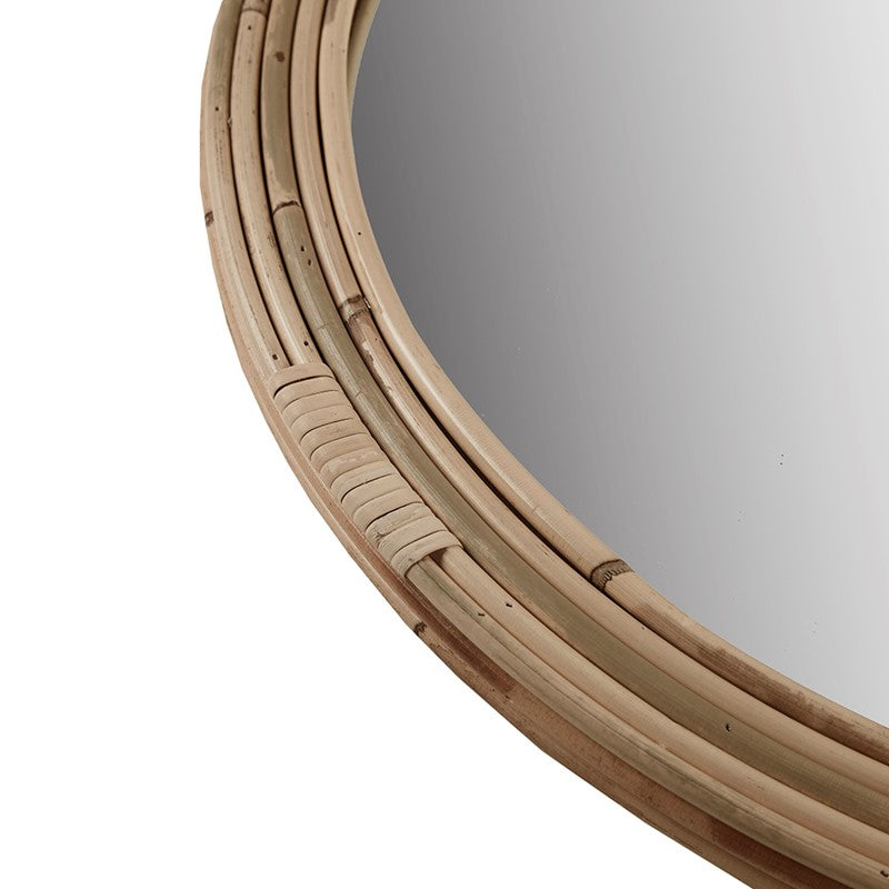 Luna Natural Rattan Round Wall Mirror by Martha Stewart