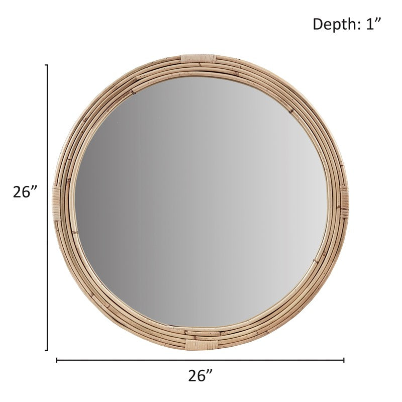 Luna Natural Rattan Round Wall Mirror by Martha Stewart