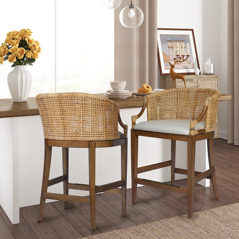 Playa Handcrafted Rattan & Wood Counter Stool 25" H by Martha Stewart
