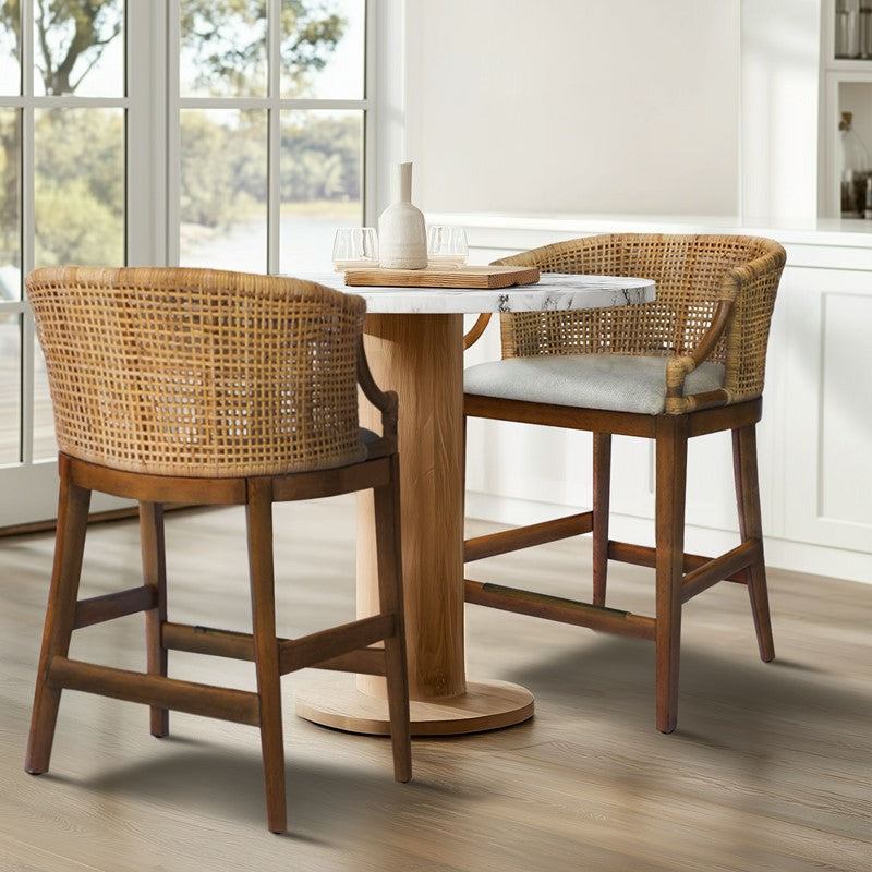 Playa Handcrafted Rattan & Wood Counter Stool 25" H by Martha Stewart
