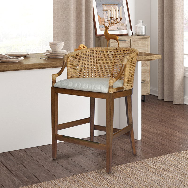Playa Handcrafted Rattan & Wood Counter Stool 25" H by Martha Stewart