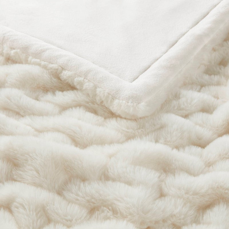Ruched Fur Throw by Madison Park