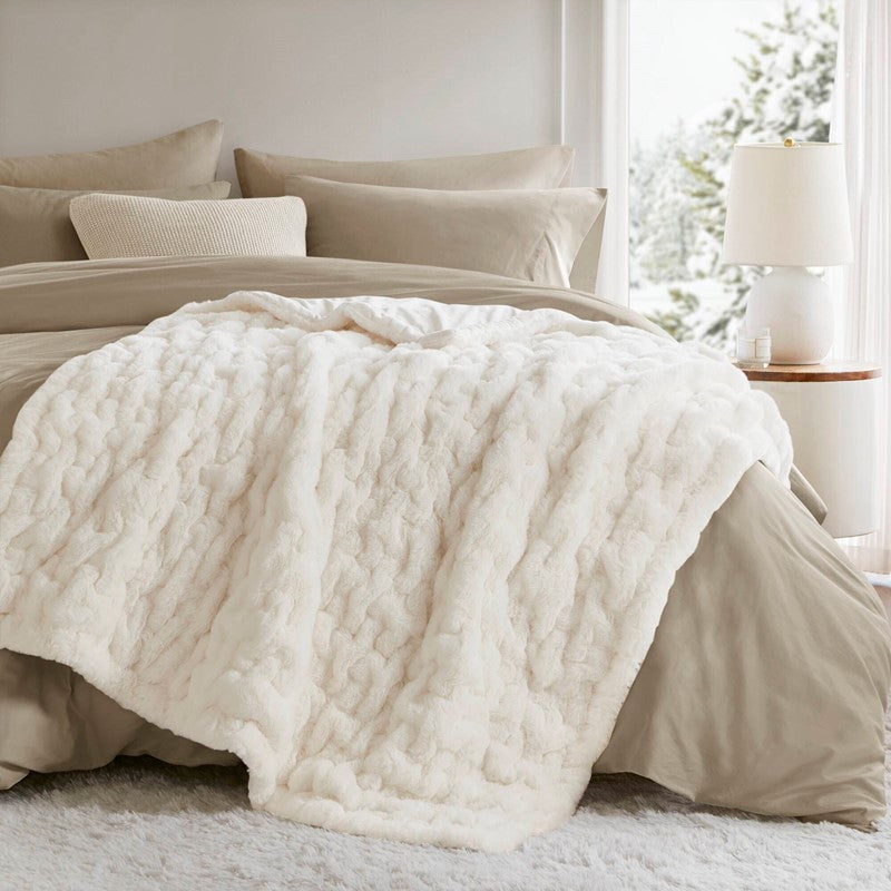Ruched Fur Throw by Madison Park