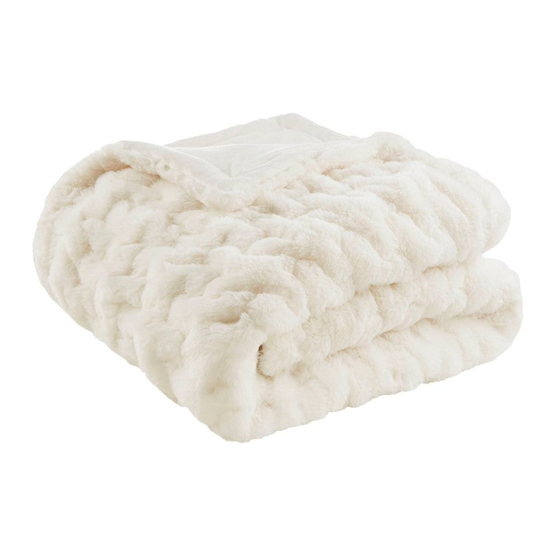 Ruched Fur Throw by Madison Park