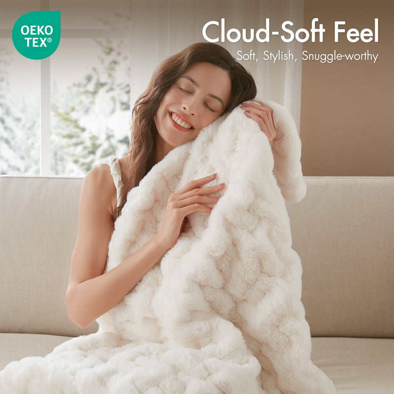 Ruched Fur Throw by Madison Park