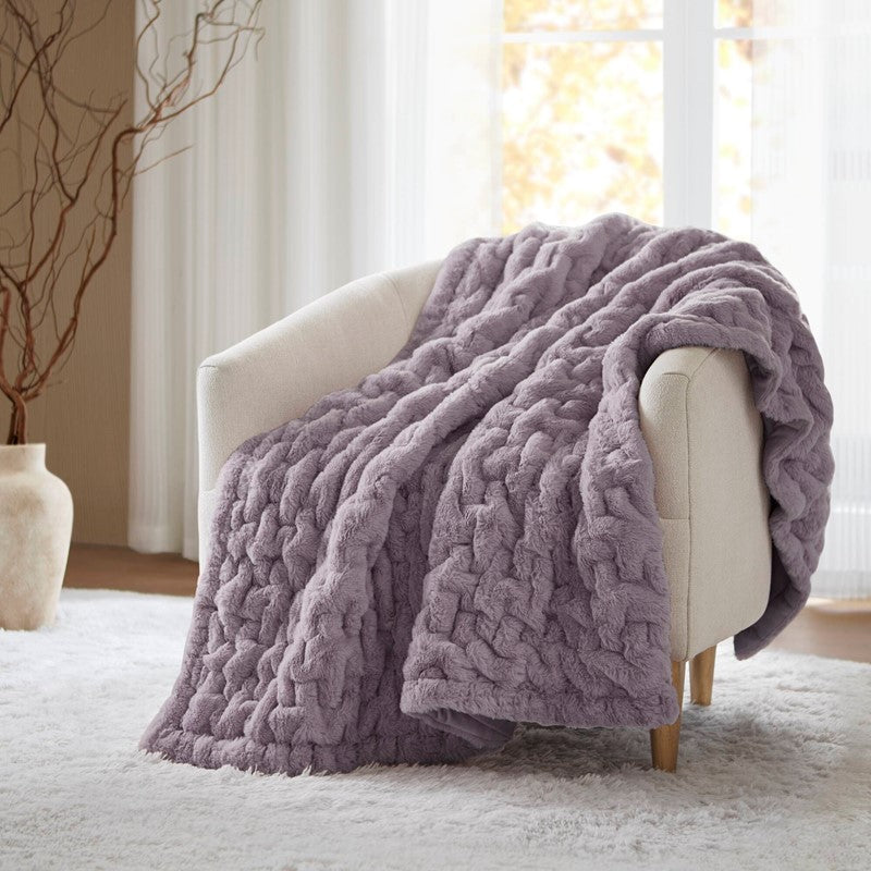 Ruched Fur Throw by Madison Park