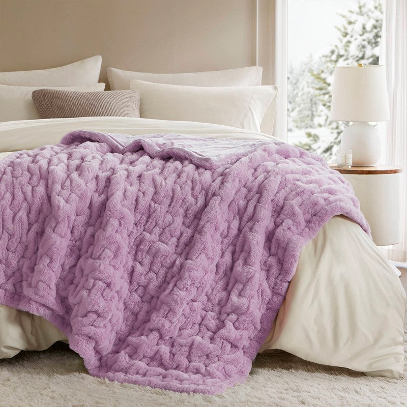Ruched Fur Throw by Madison Park