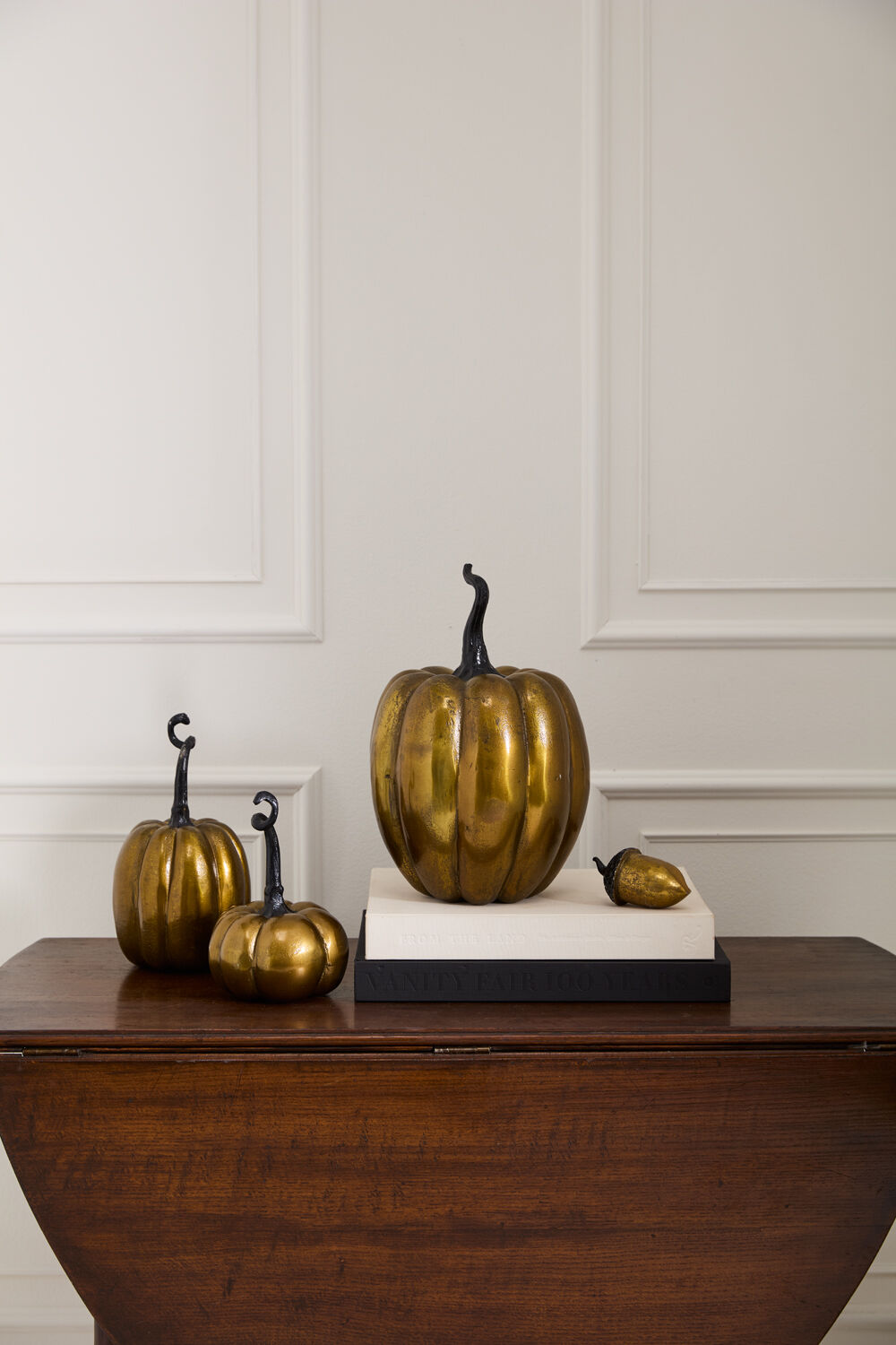 Antique Gold-Finished Cast Aluminum Pumpkin "9.25"x 13.5"