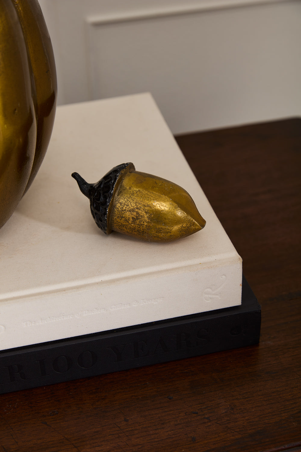 Antique Gold-Finished Cast Aluminum Acorn