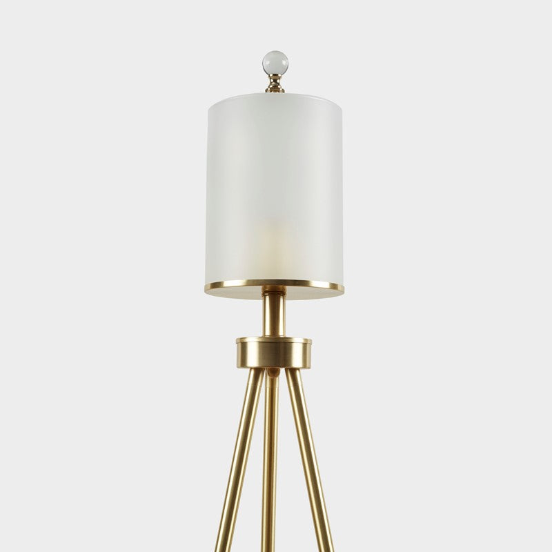 Metal Tripod Floor Lamp with Glass Shade