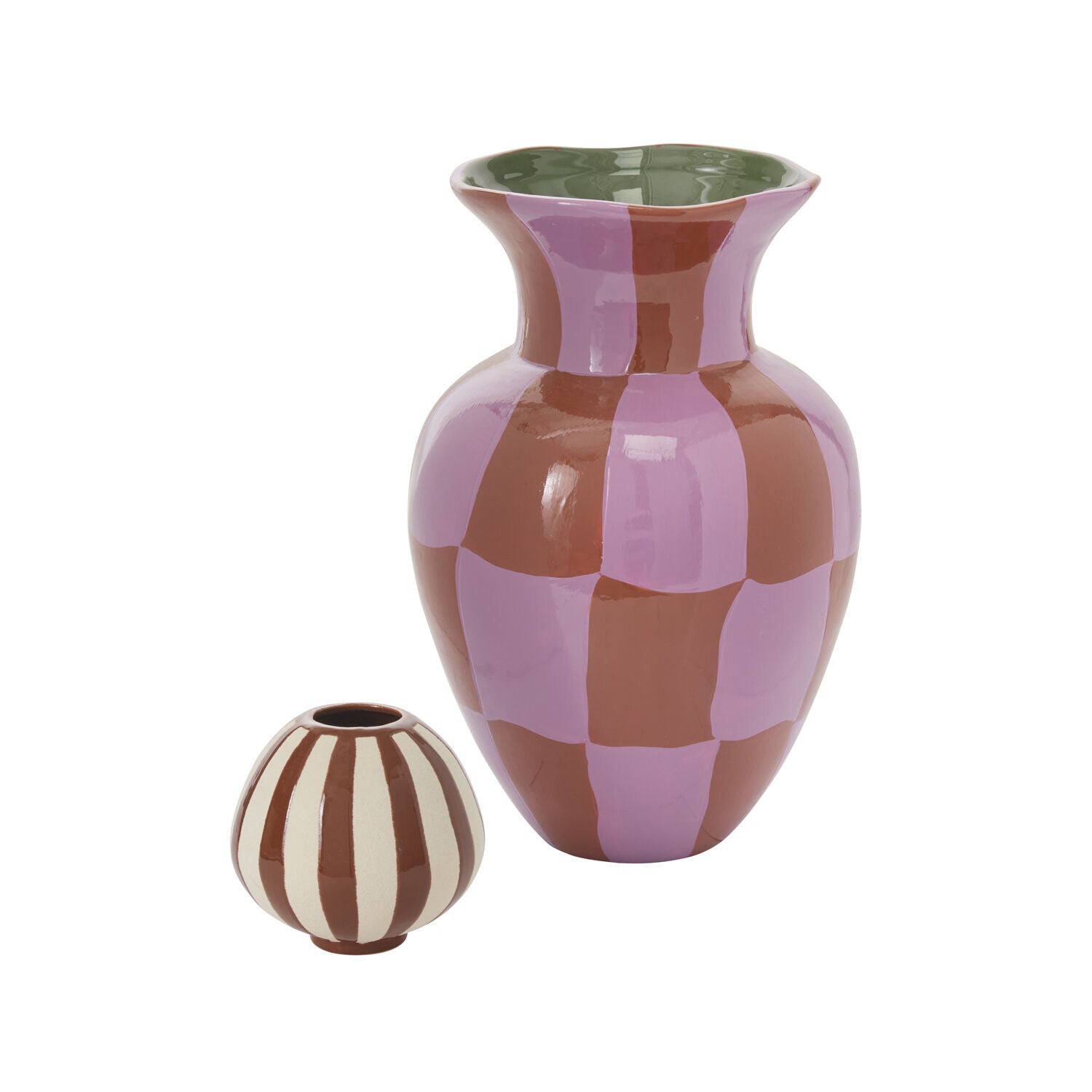 Purple Checkered Silhouette Vase