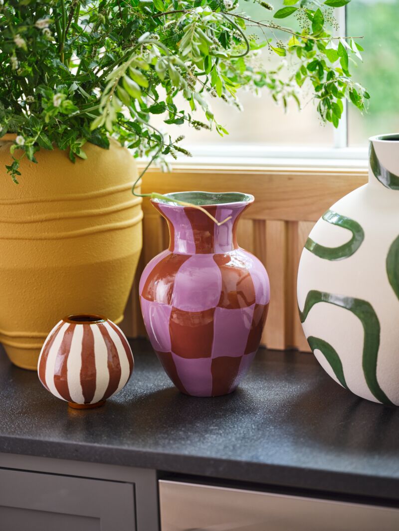 Purple Checkered Silhouette Vase