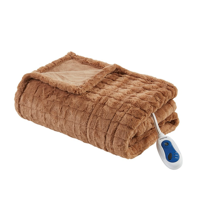 Zuri Oversized Faux Fur Heated Throw by Beauty Rest