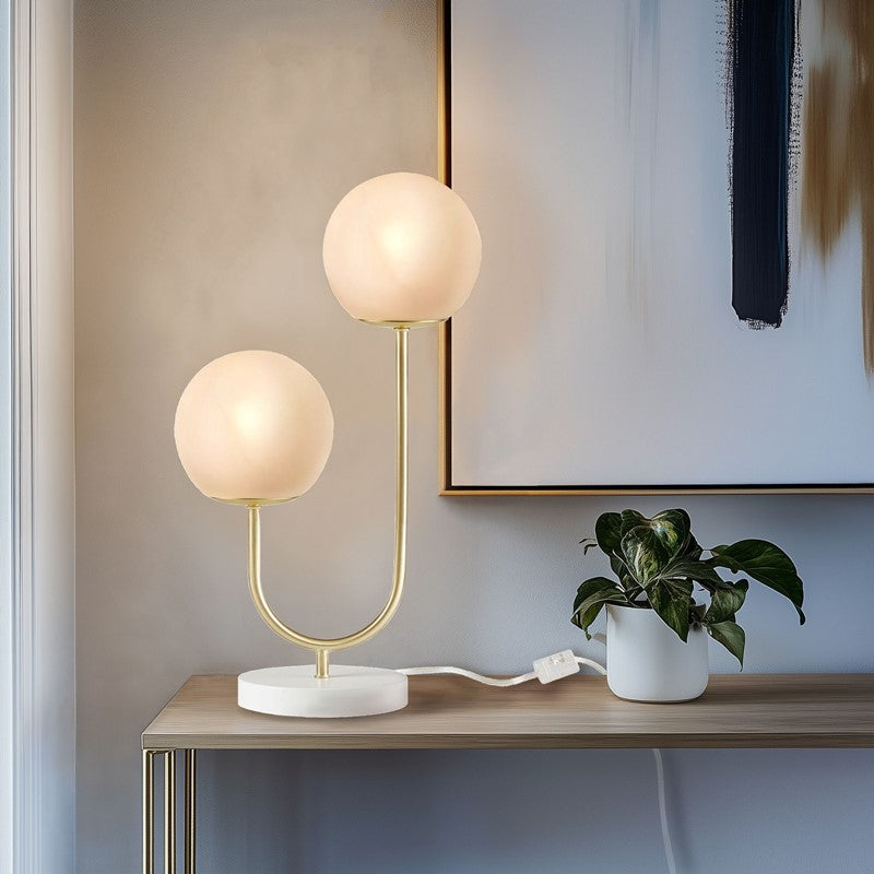 Metal 2-Light Globe Table Lamp